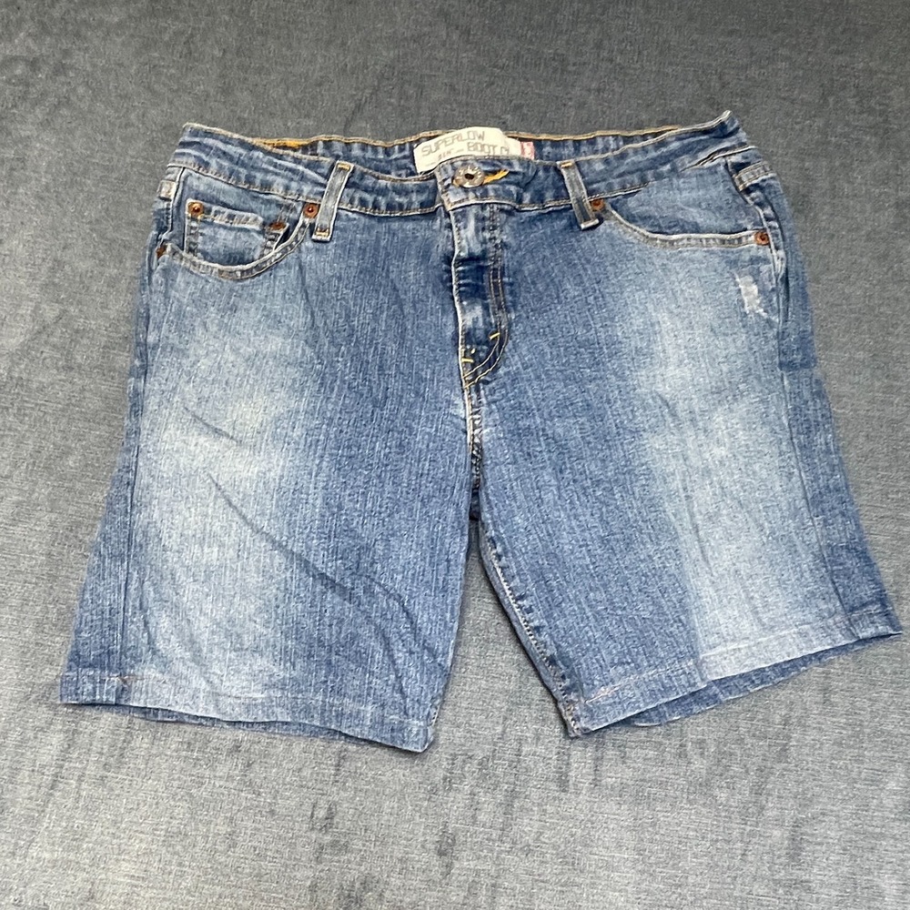 Y2K Levi's 518 Superlow Bootcut Denim Shorts Womens 13S Blue Medium Wash